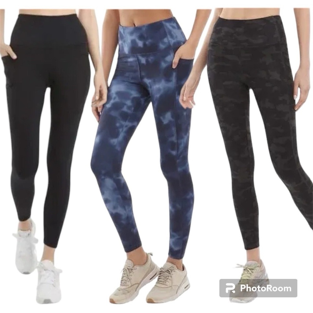 Danskin Black and Blue High-Waisted Leggings